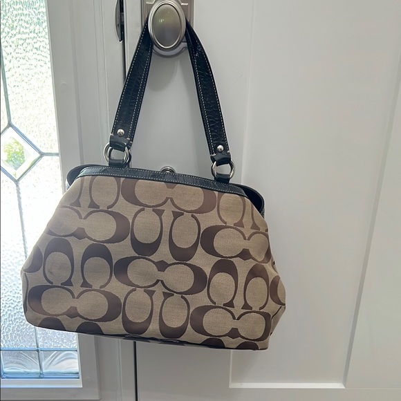 Coach Brown and Black Shoulder Bag with Signature Monogram - Picture 2 of 9